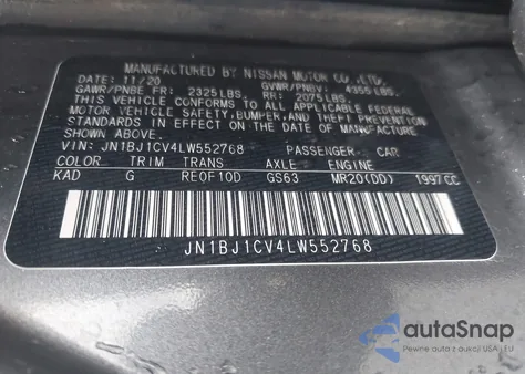 2020 Nissan Rogue Sport Sv Fwd Xtronic Cvt из США, поврежденный, VIN JN1BJ1CV4LW552768